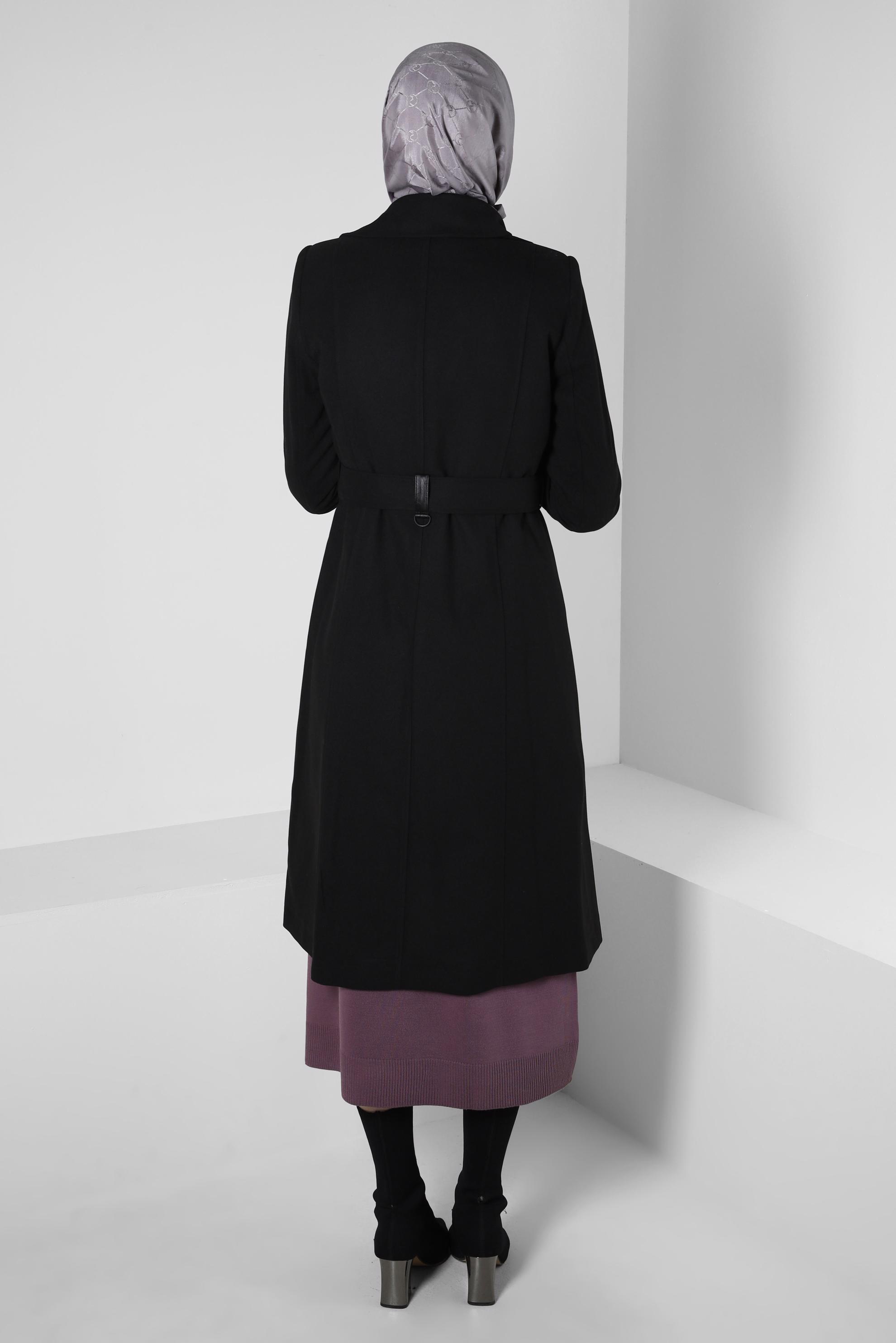 Vêtements hijab NOIR TRENCH-COAT CEINTURE 10814