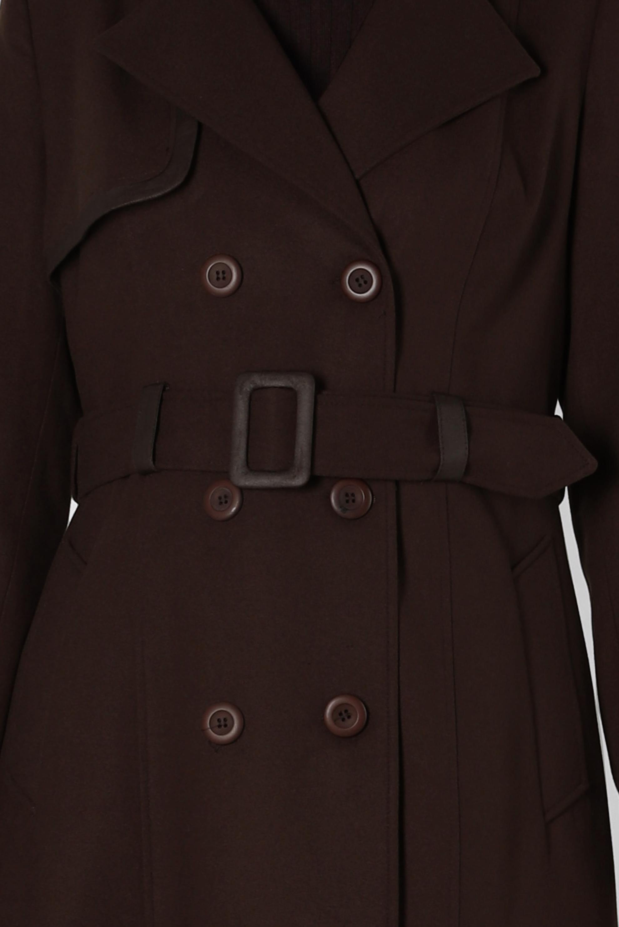 Tesettür giyim KAHVE KEMERLİ TRENÇKOT 10814