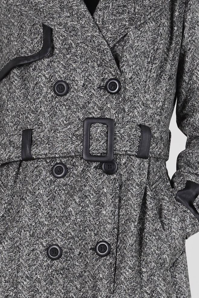 Hijab clothing BLACK BELTED TRENCH COAT 10814-1 - ALVİNA