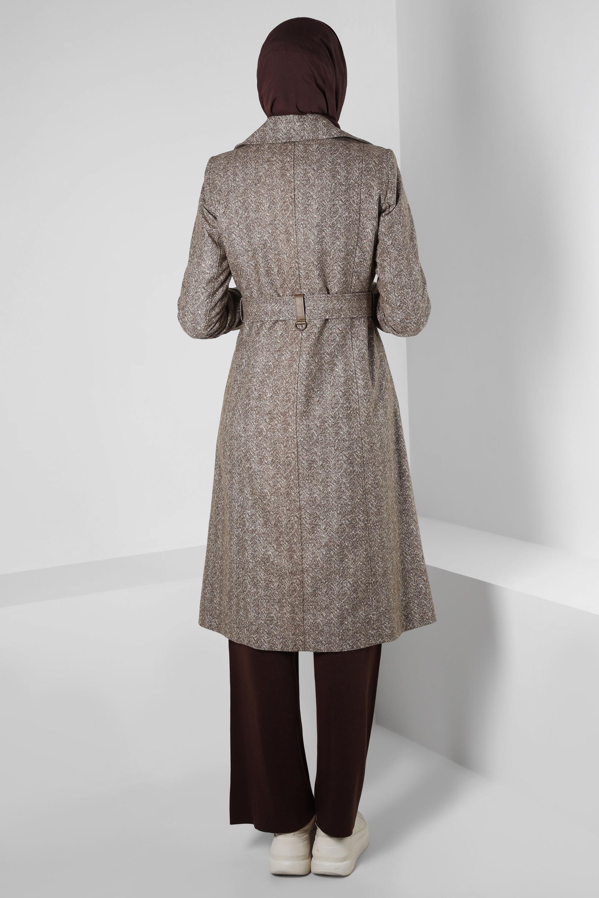 Vêtements hijab BRUN TRENCH-COAT CEINTURE 10814-1
