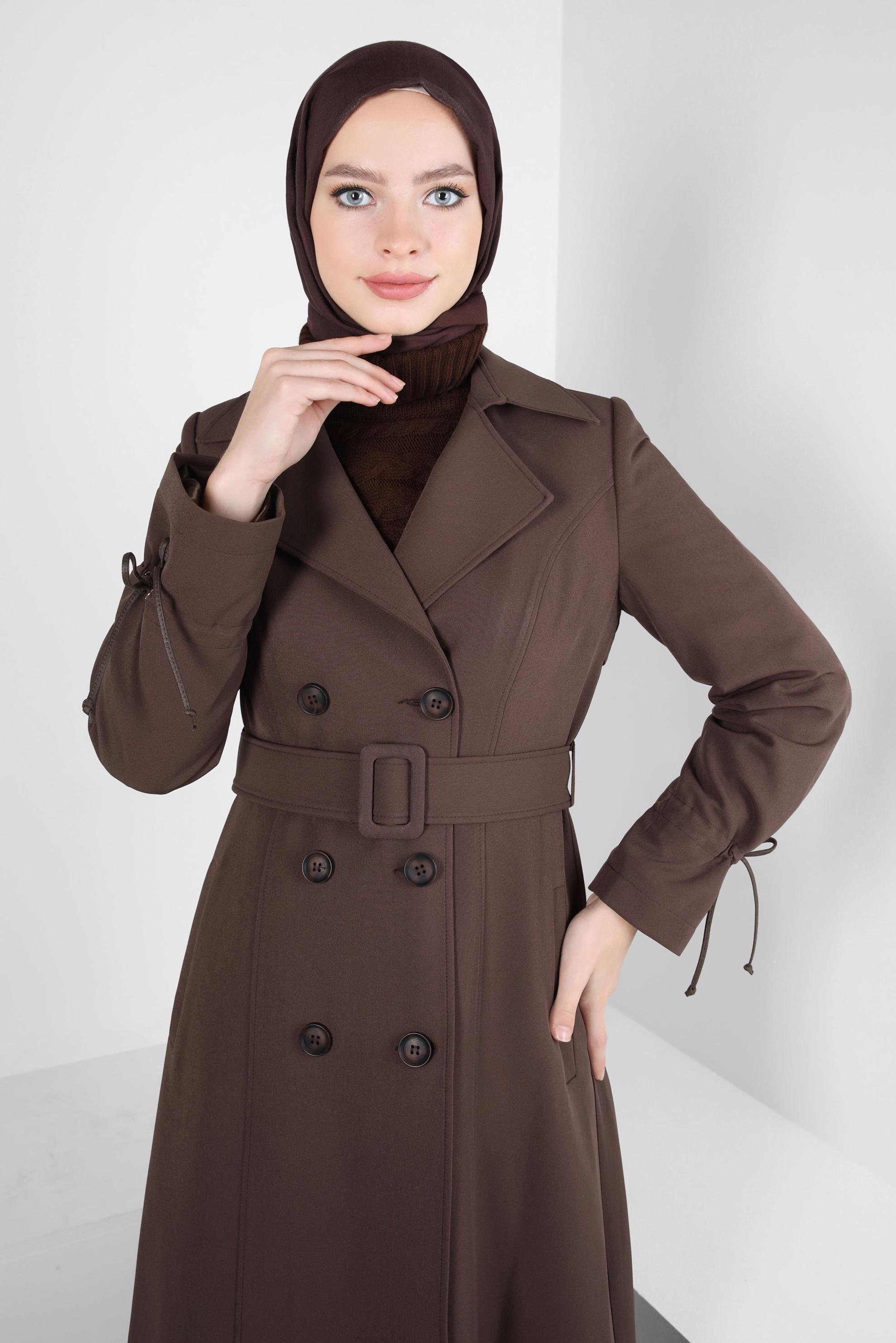 Vêtements hijab BRUN TRENCH-COAT CEINTURE 10834