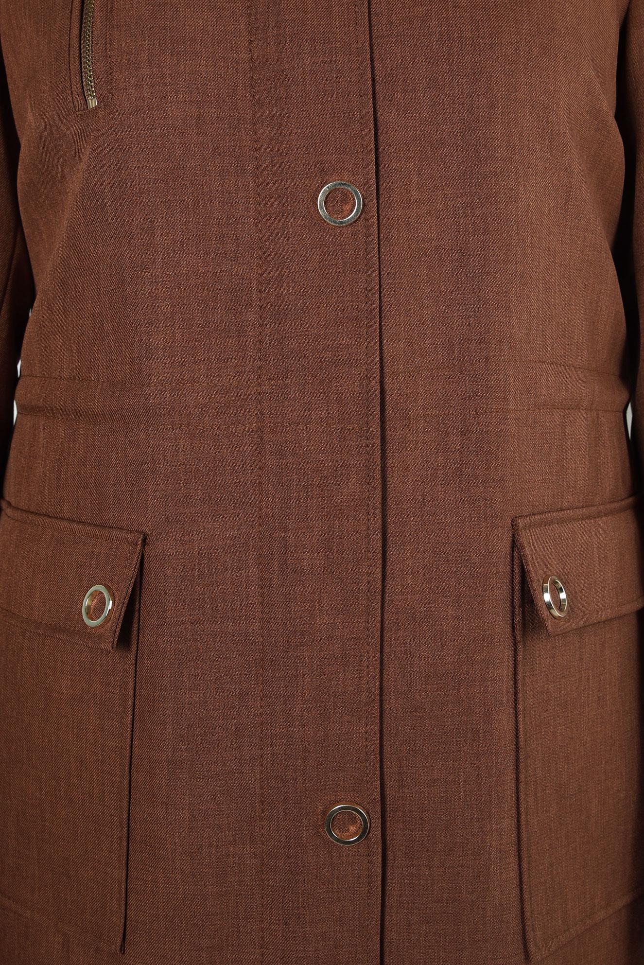 Tesettür giyim TABA KAPÜŞONLU TRENÇKOT 10837