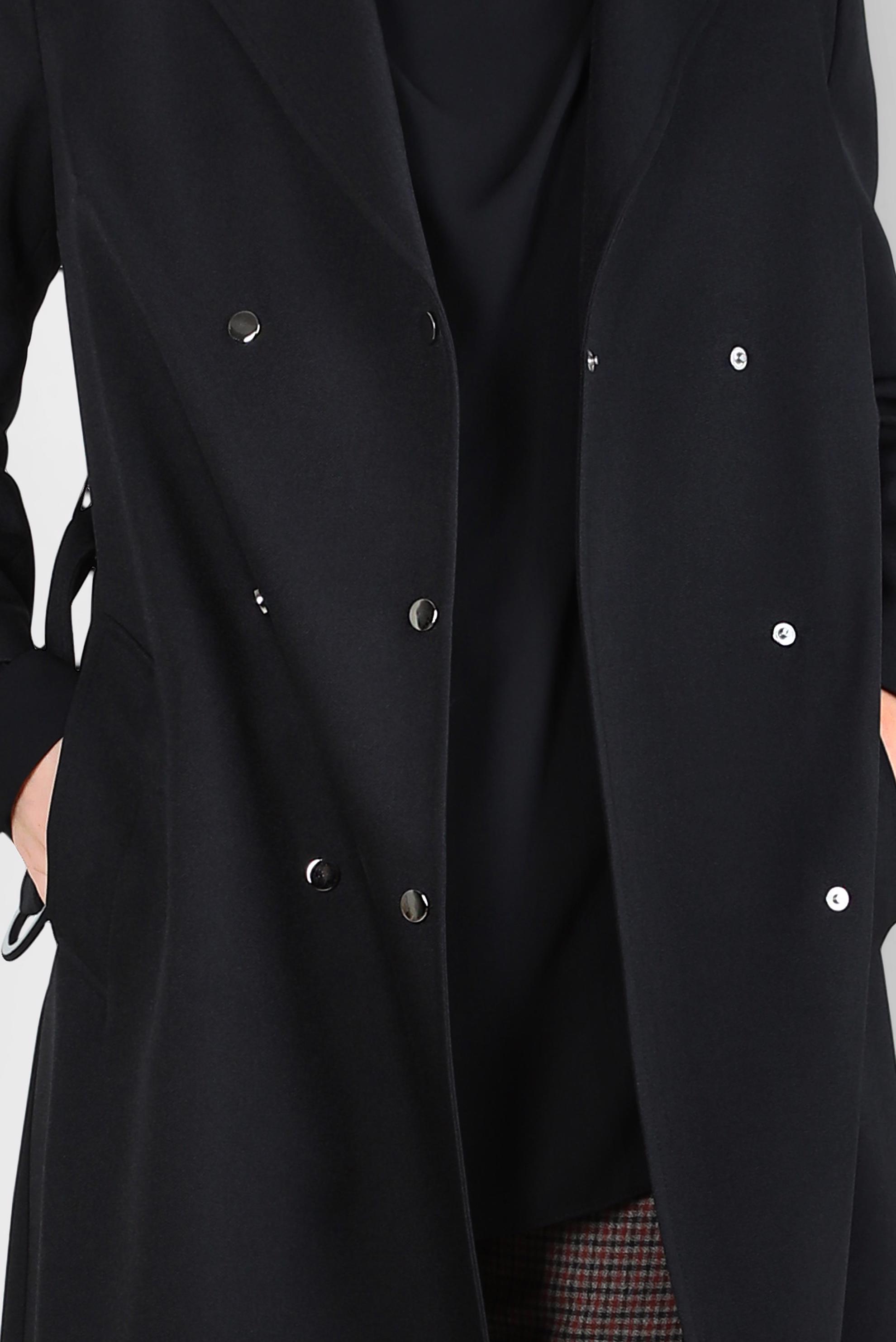 Tesettür giyim SİYAH KEMERLİ TRENÇKOT 10838