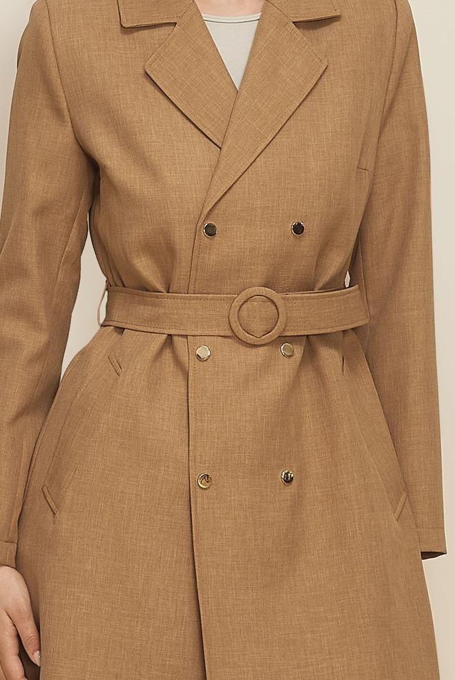 Tesettür giyim KAHVE 10838 17137 TRENÇKOT 38/46 TEK42 - ALVİNA