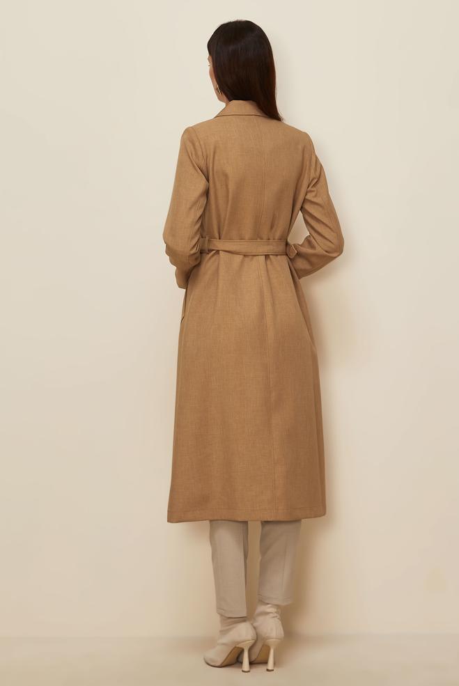 Tesettür giyim KAHVE 10838 17137 TRENÇKOT 38/46 TEK42 - ALVİNA