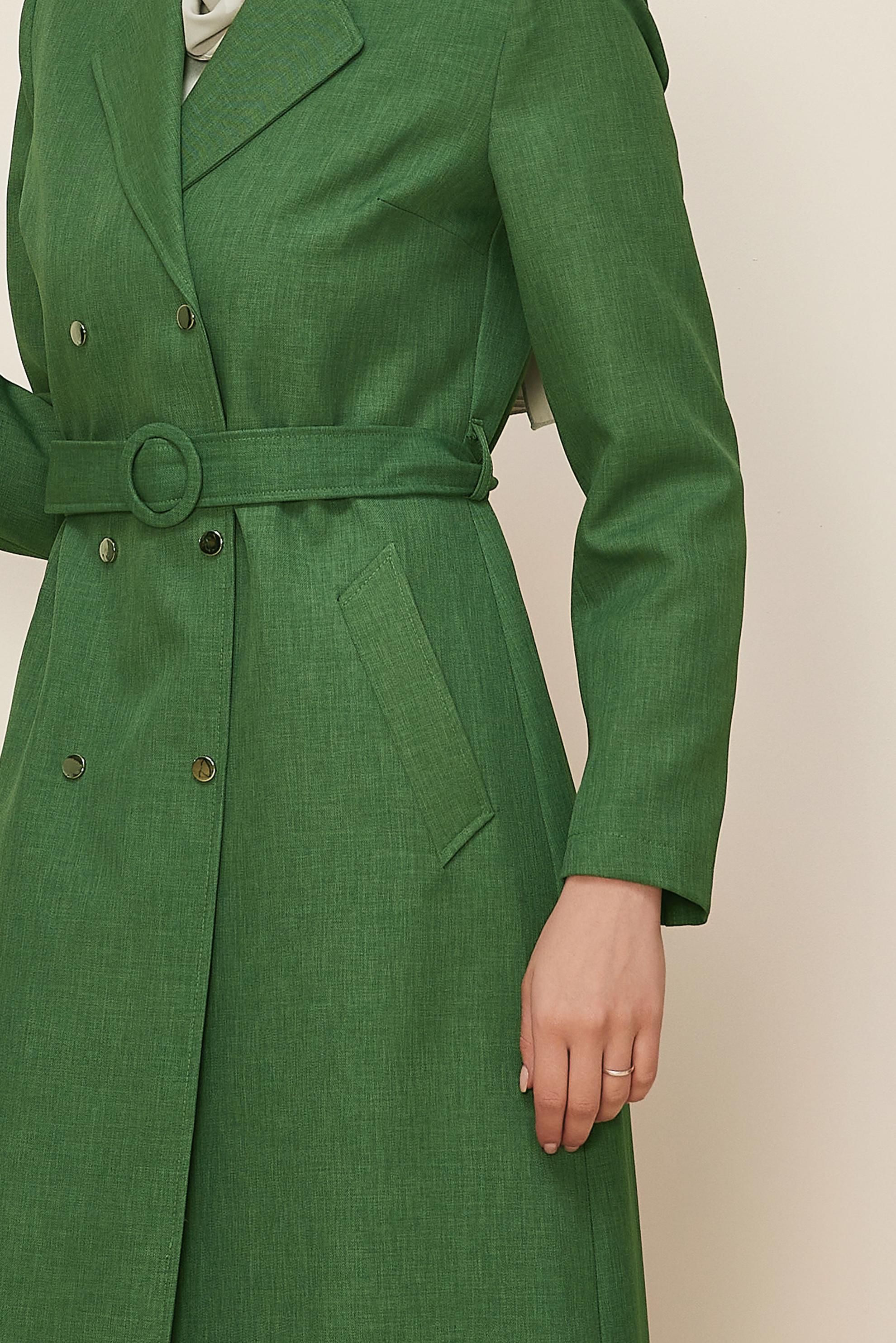 Tesettür giyim HAKİ KEMERLİ TRENÇKOT 10838