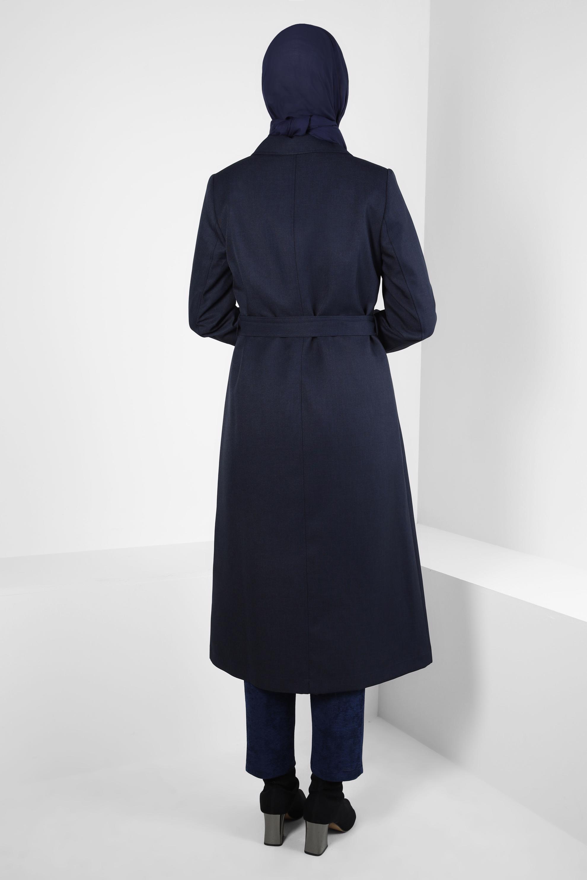 Vêtements hijab BLEU MARINE TRENCH-COAT CEINTURE 10838