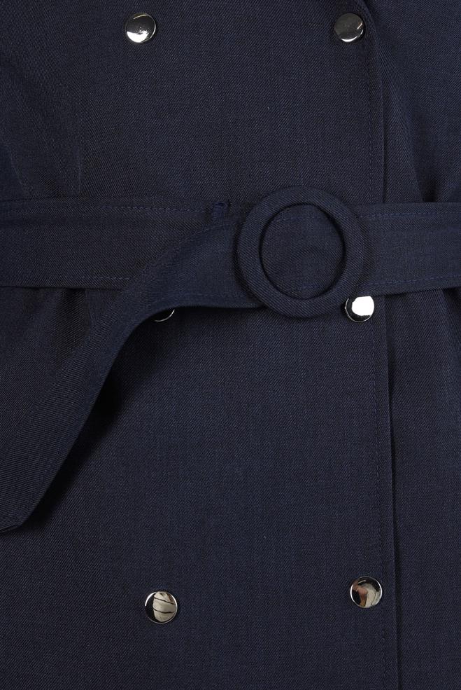 Hijab clothing NAVY BLUE BELTED TRENCH COAT 10838 - ALVİNA