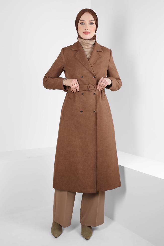Hijab clothing TABA BELTED TRENCH COAT 10838 - ALVİNA