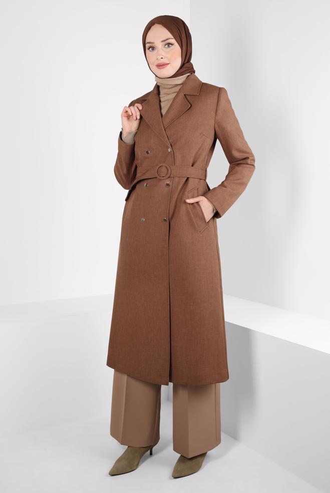 Hijab clothing TABA BELTED TRENCH COAT 10838 - ALVİNA