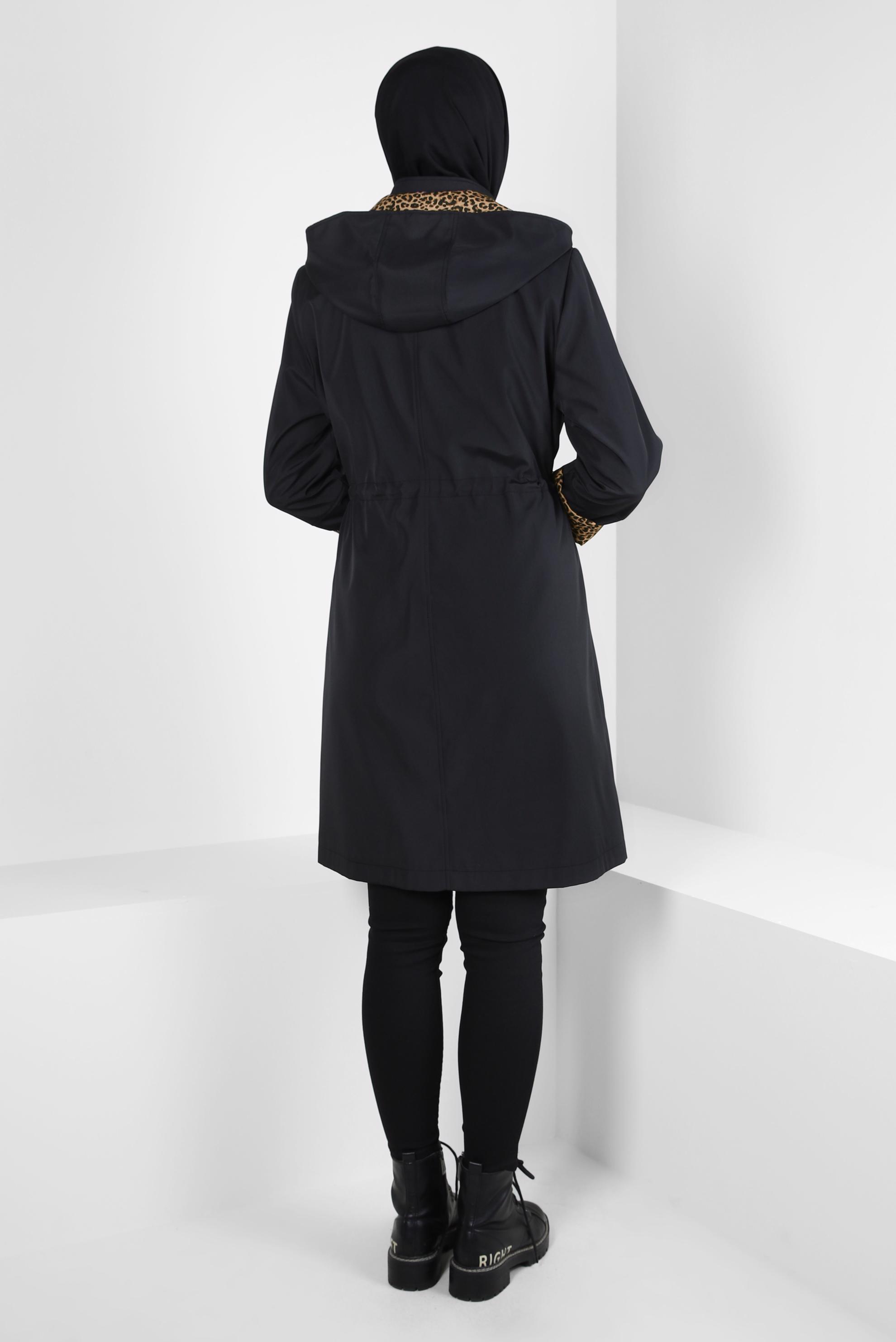 Vêtements hijab NOIR TRENCH-COAT À MOTIF LÉOPARD 10842