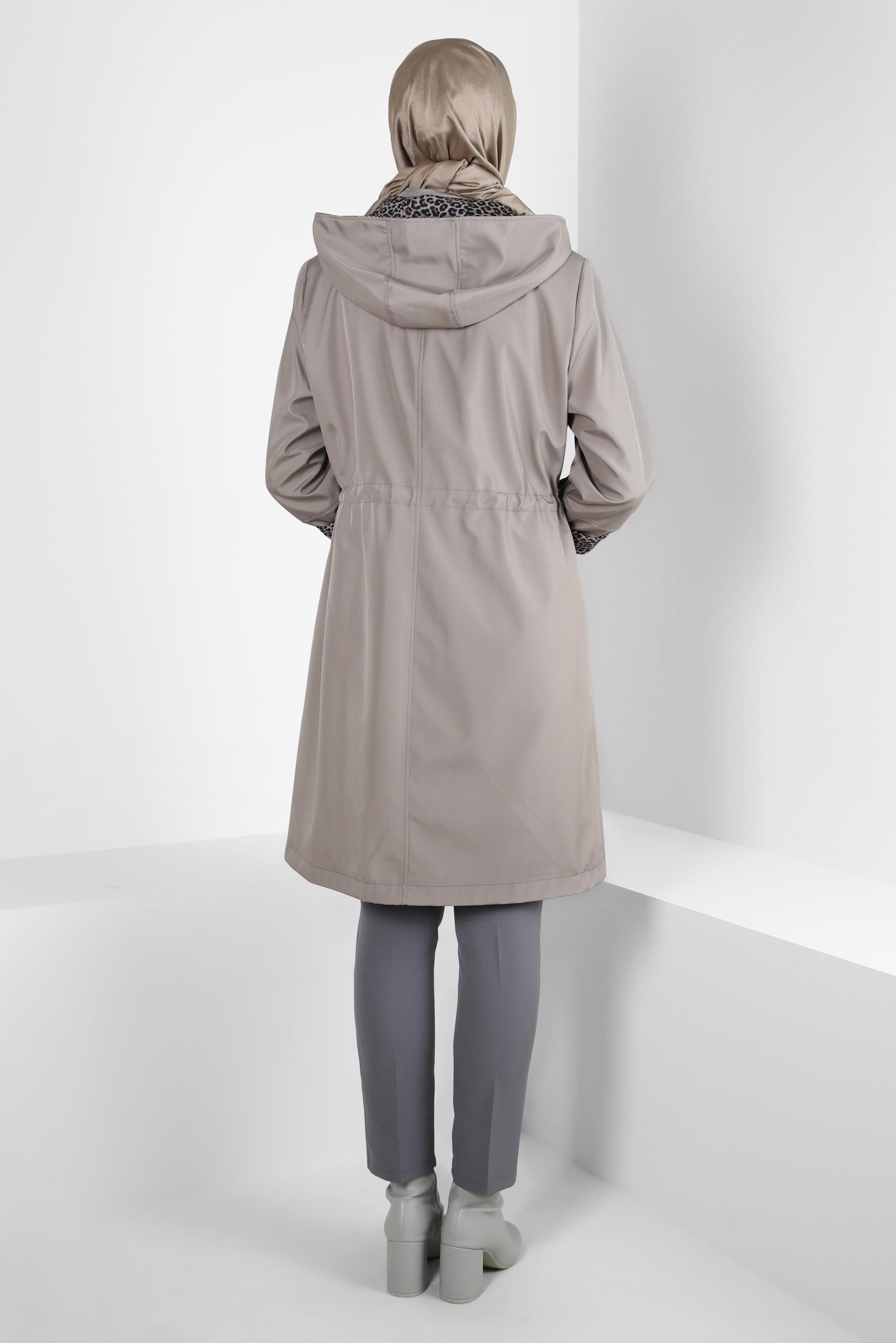 Hijab clothing BROWN LEOPARD PATTERNED TRENCH COAT 10842