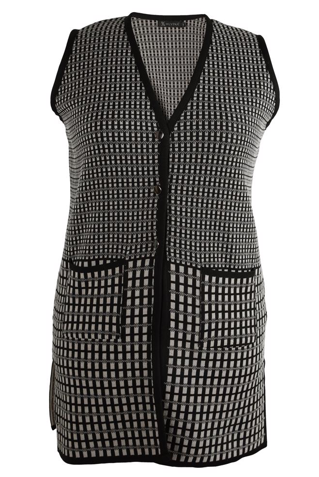Vêtements hijab NOIR GILET EN TRICOT À MOTIFS 20464 - ALVİNA