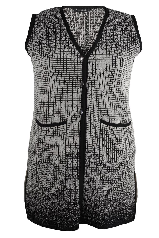 Vêtements hijab NOIR GILET EN TRICOT À MOTIFS 20469 - ALVİNA