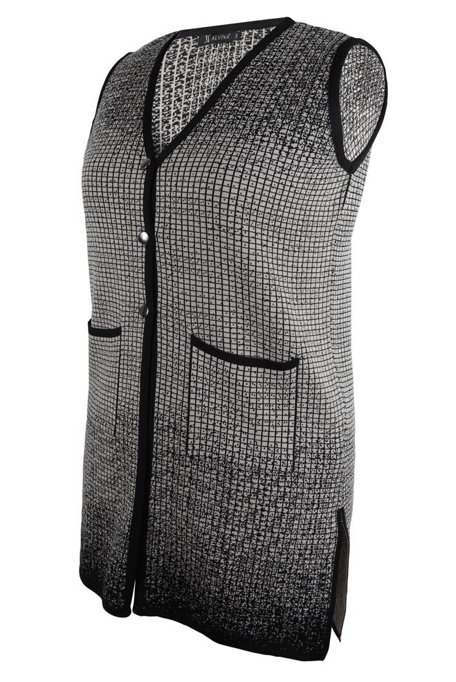 Vêtements hijab NOIR GILET EN TRICOT À MOTIFS 20469 - ALVİNA