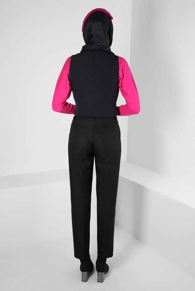 Hijab clothing BLACK BUTTONED VEST 44175 - ALVİNA