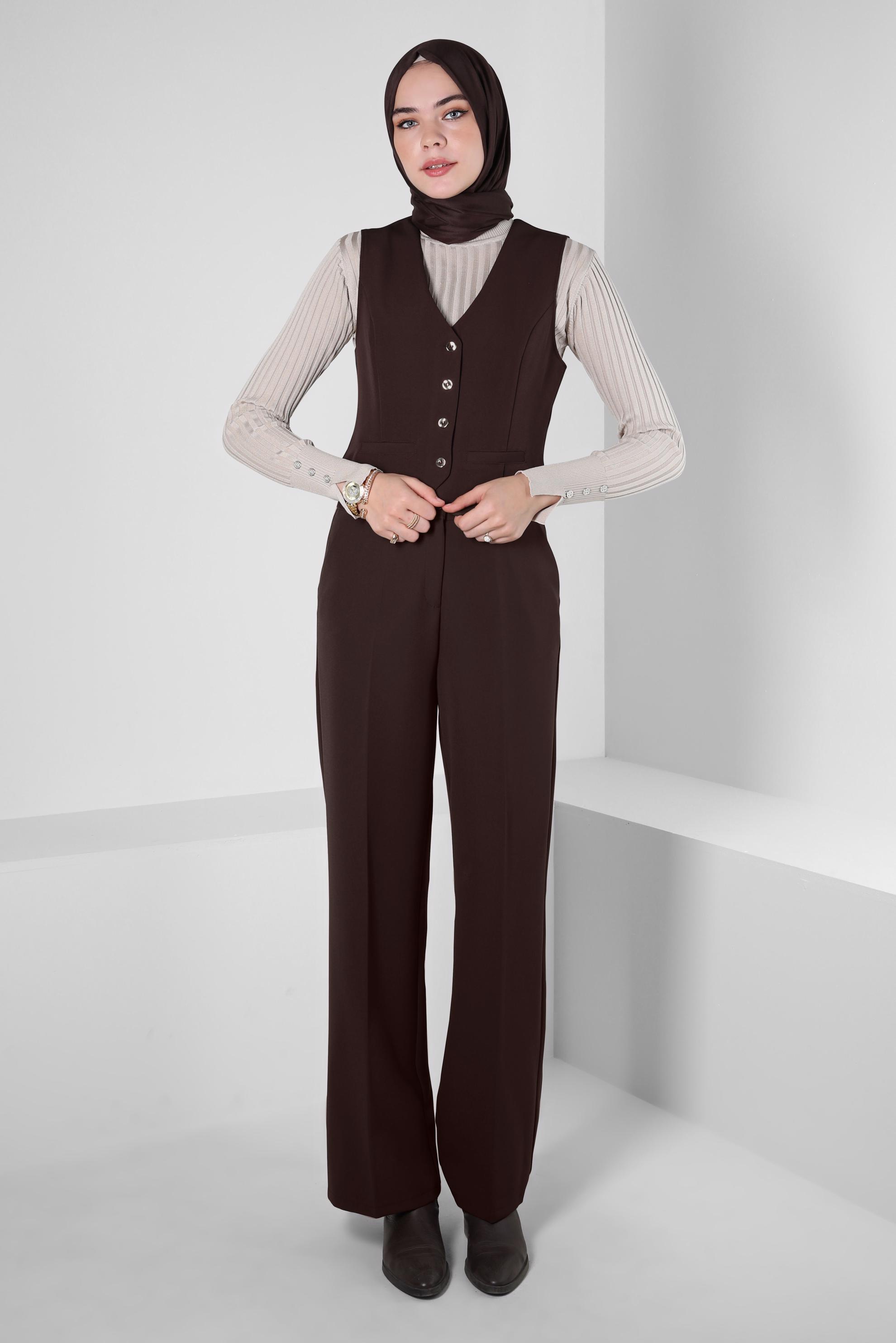 Vêtements hijab BRUN GILET BOUTONNÉ 44175