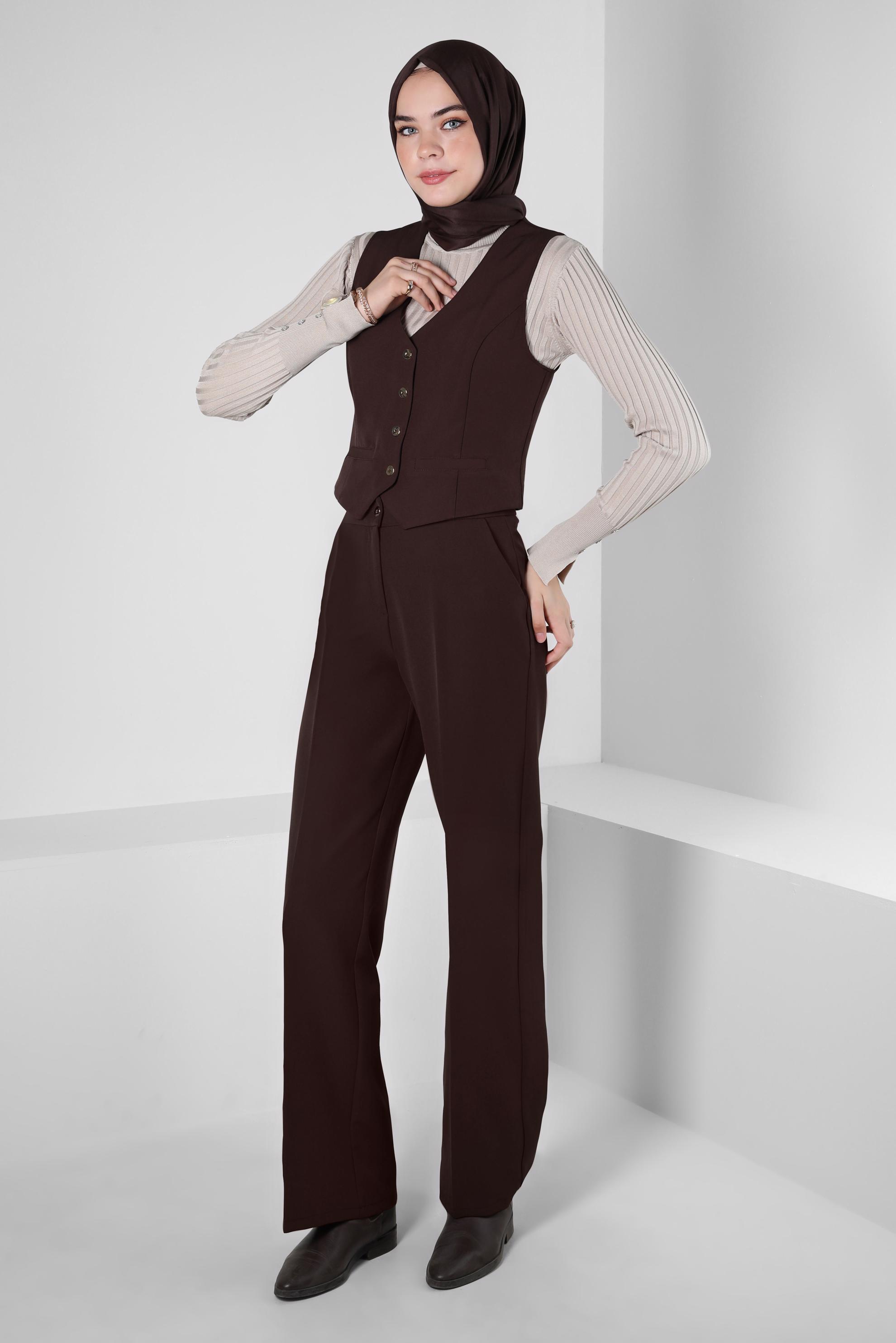 Vêtements hijab BRUN GILET BOUTONNÉ 44175