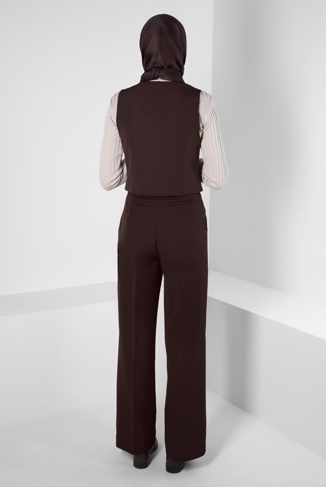 Vêtements hijab BRUN GILET BOUTONNÉ 44175 - ALVİNA