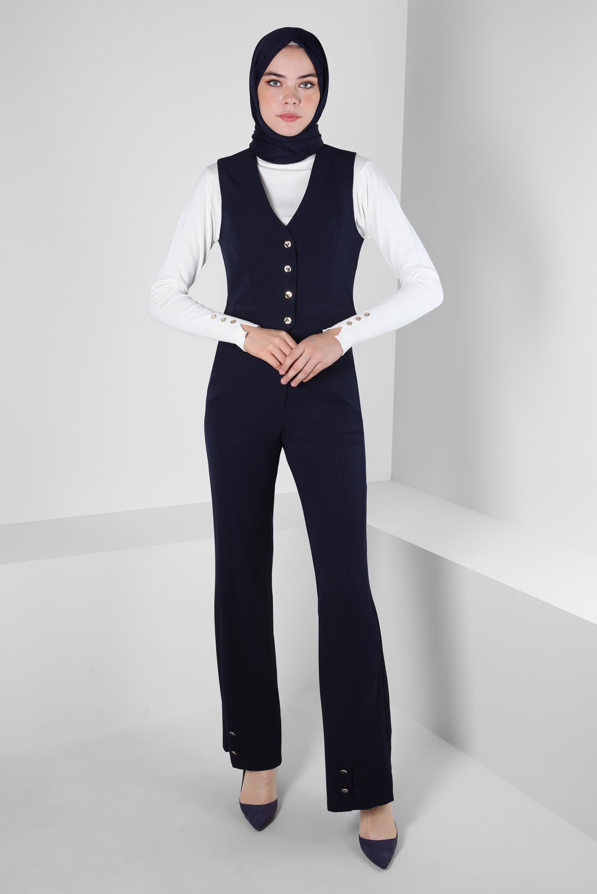 Vêtements hijab BLEU MARINE GILET BOUTONNÉ 44175