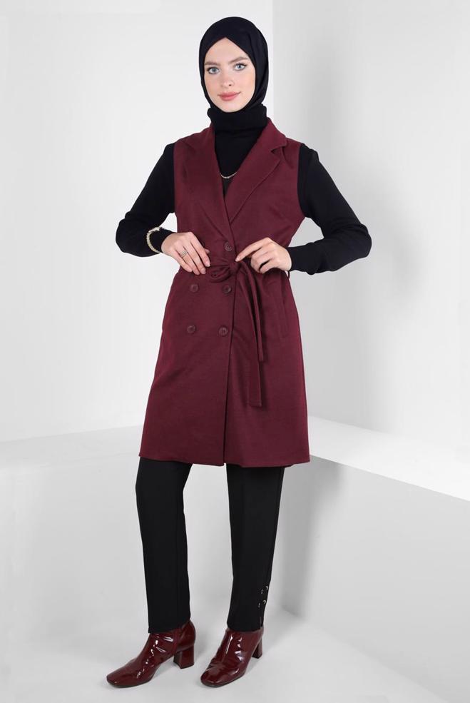 Hijab clothing BEIGE BELTED VEST 44255 - ALVİNA