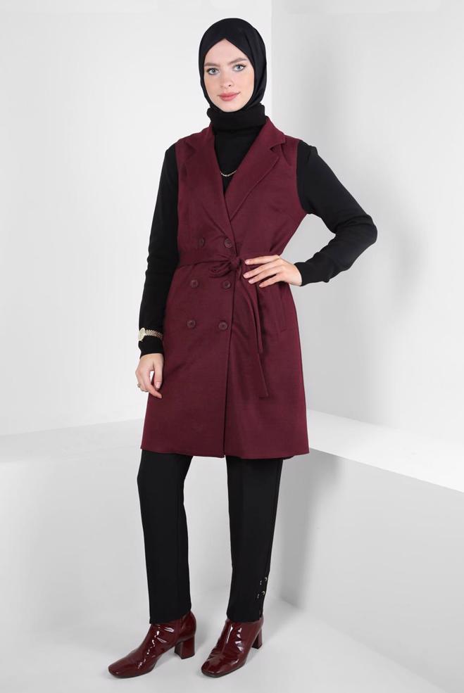 Hijab clothing BEIGE BELTED VEST 44255 - ALVİNA