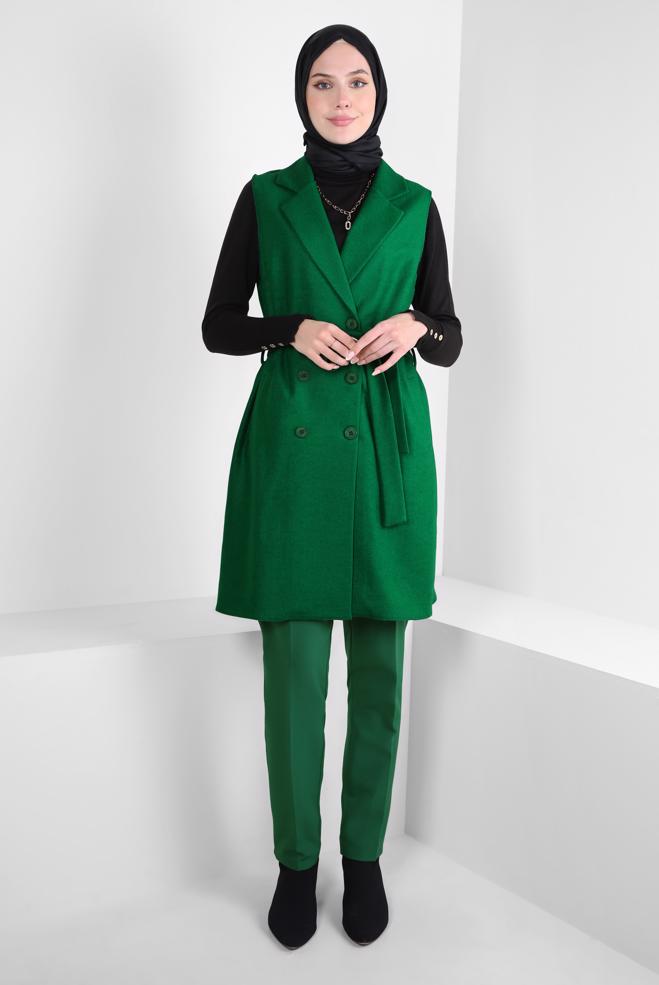 Vêtements hijab VERT GILET CEINTURE 44255 - ALVİNA