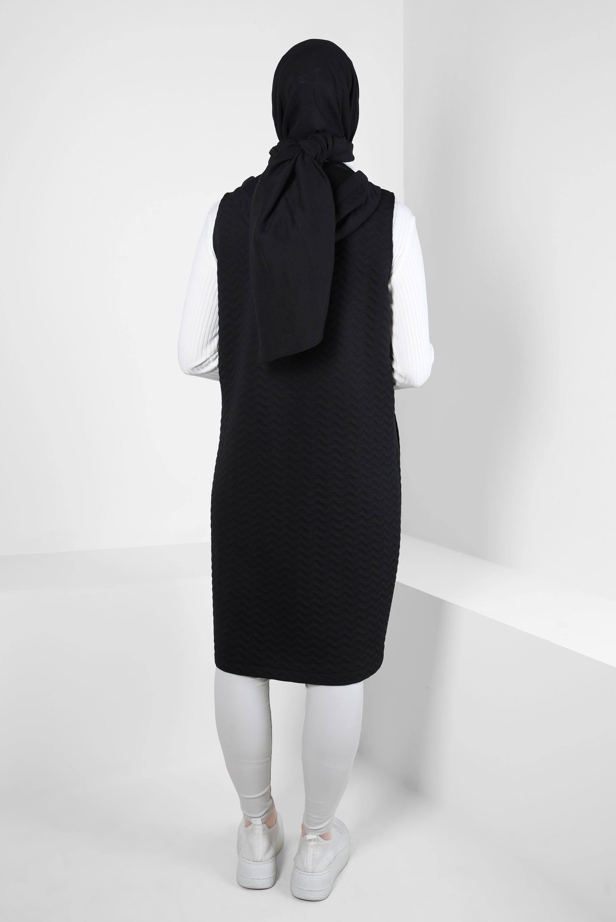 Tesettür giyim SİYAH KAPİTONE YELEK 44294