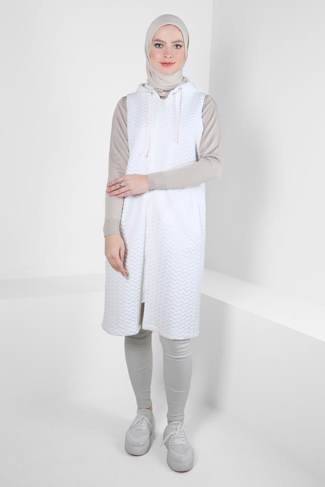 Vêtements hijab BLANC GILET MATELASSÉ 44294 - ALVİNA