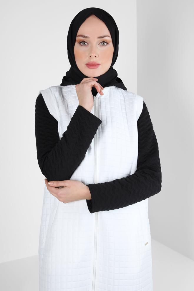 Vêtements hijab BLANC GILET MATELASSÉ 44302 - ALVİNA