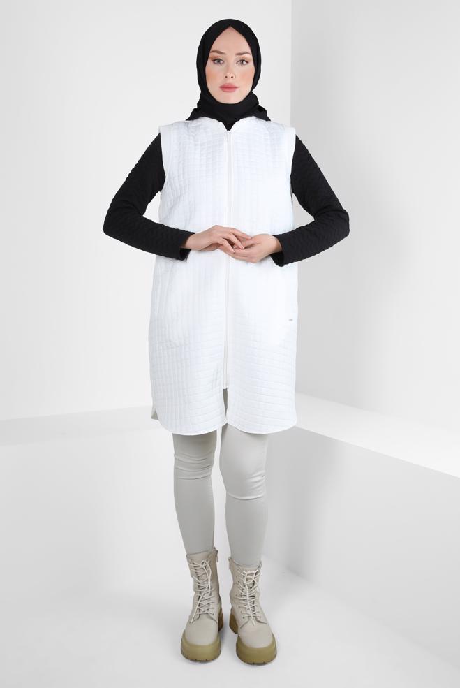 Vêtements hijab BLANC GILET MATELASSÉ 44302 - ALVİNA