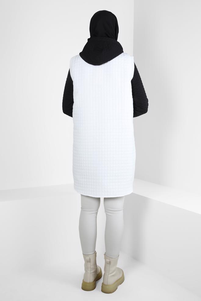 Vêtements hijab BLANC GILET MATELASSÉ 44302 - ALVİNA