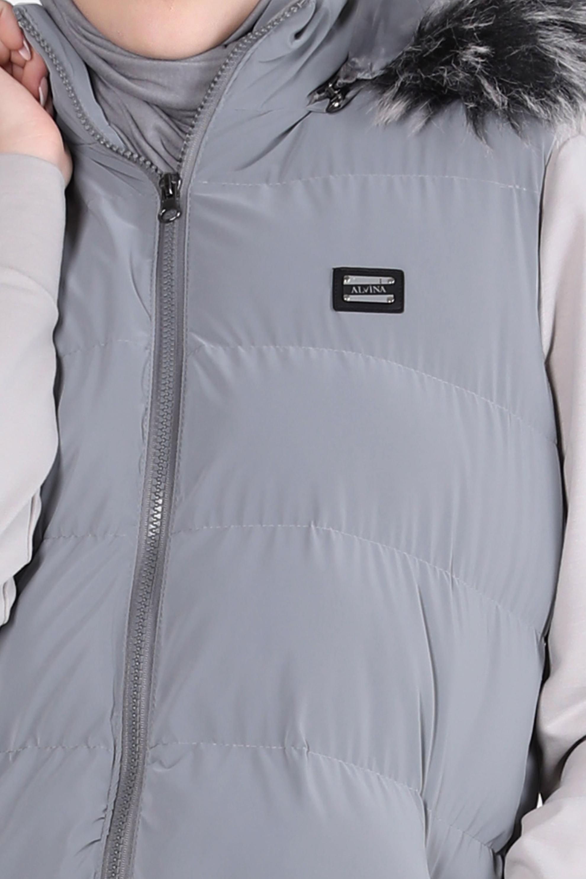 Tesettür giyim GRİ KAPÜŞONLU ŞİŞME YELEK 90418