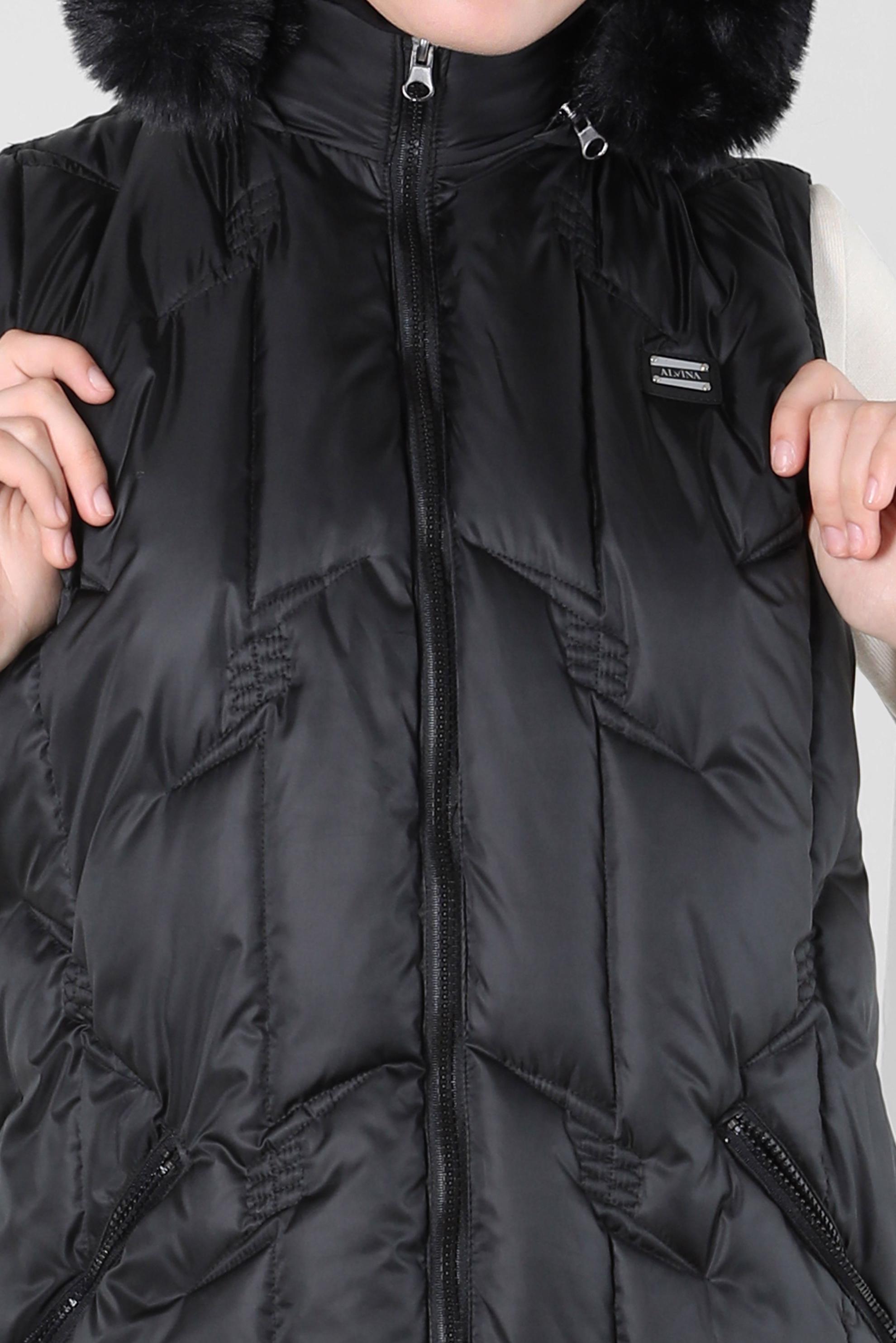 Tesettür giyim SİYAH KAPÜŞONLU ŞİŞME YELEK 90419