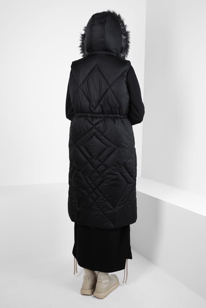 Vêtements hijab NOIR GILET DOUX À CAPUCHE 90441 - ALVİNA