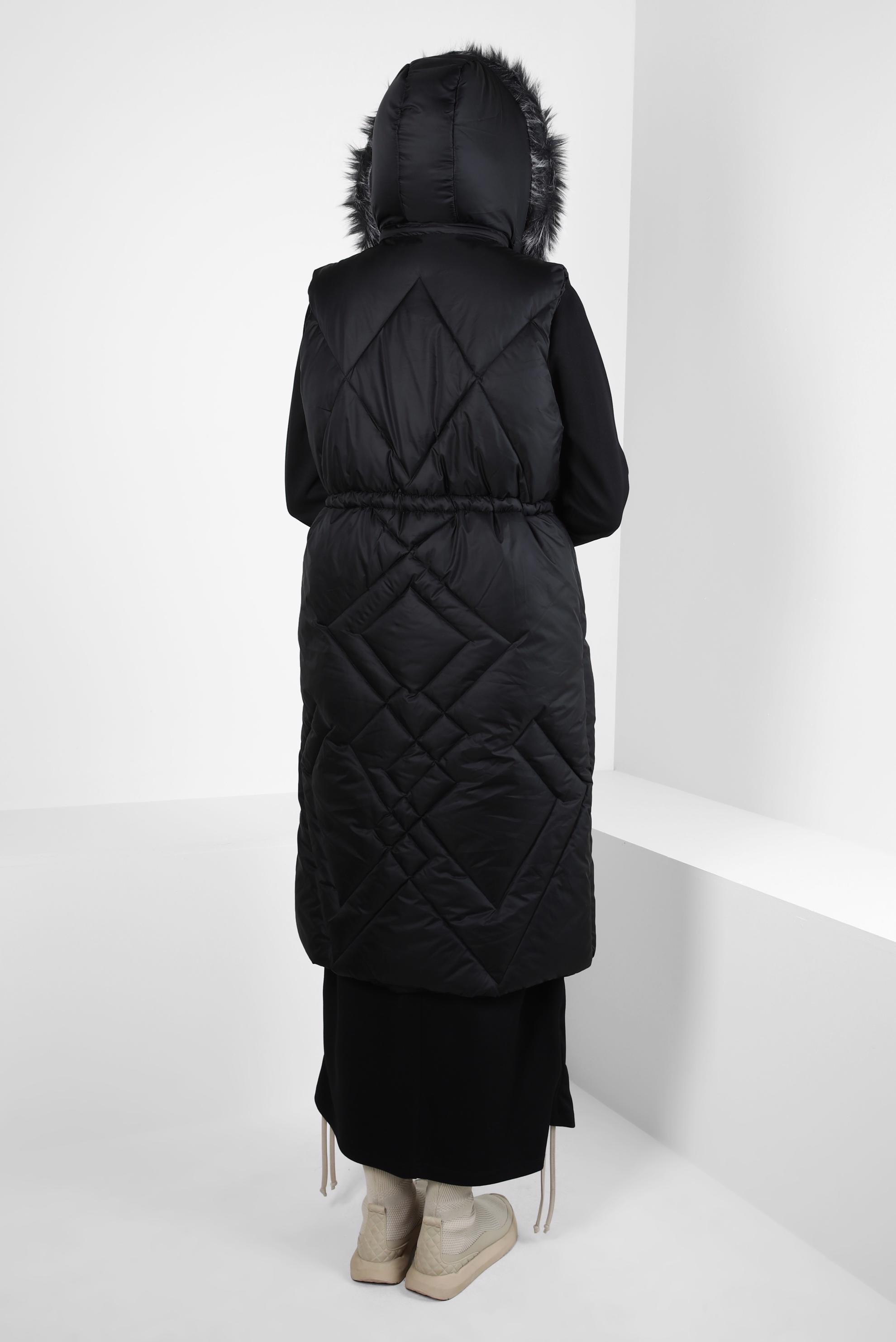 Vêtements hijab NOIR GILET DOUX À CAPUCHE 90441