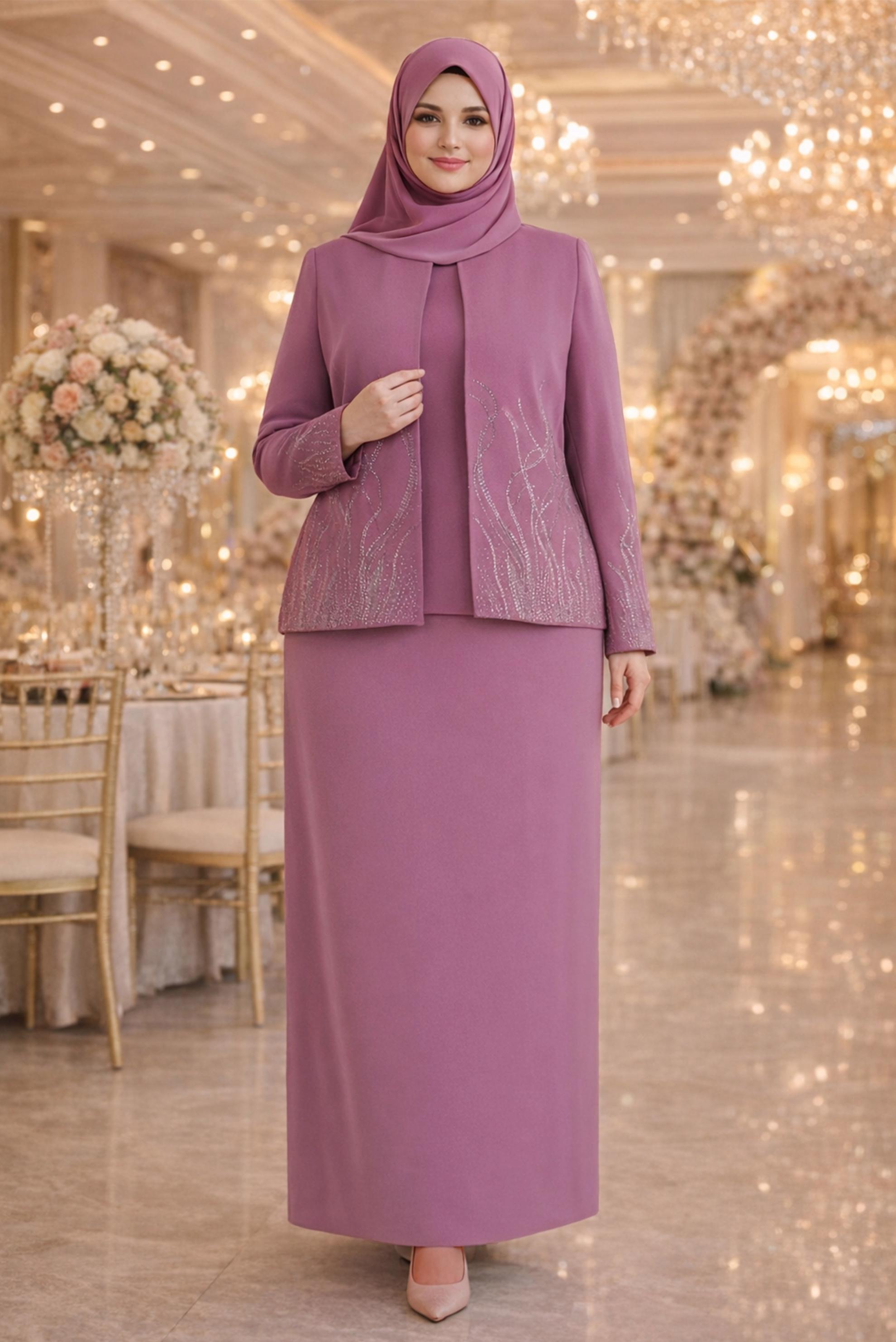 Vêtements hijab ROSE COSTUME TROIS PIÈCES À JUPE 30348