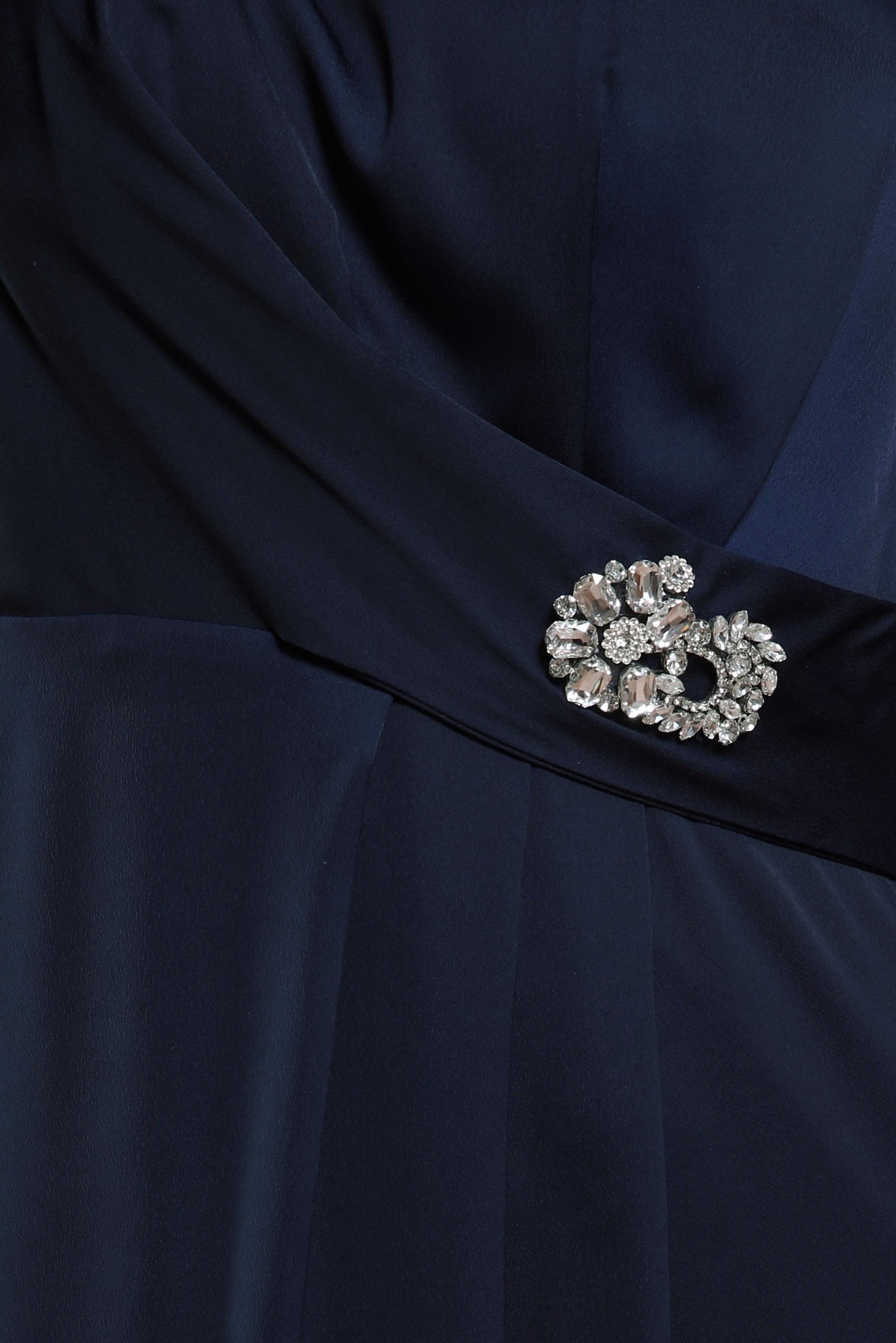 Tesettür giyim LACİVERT TAŞ DETAYLI SATEN ABİYE ELBİSE 50402