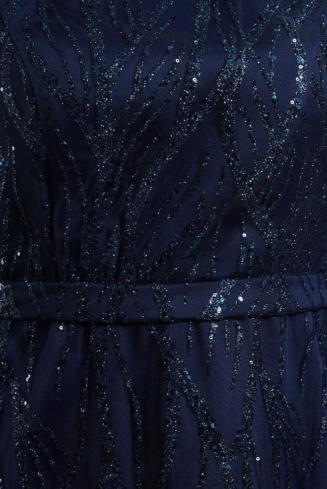 Hijab clothing NAVY BLUE SEQUINED EVENING DRESS 50407 - ALVİNA