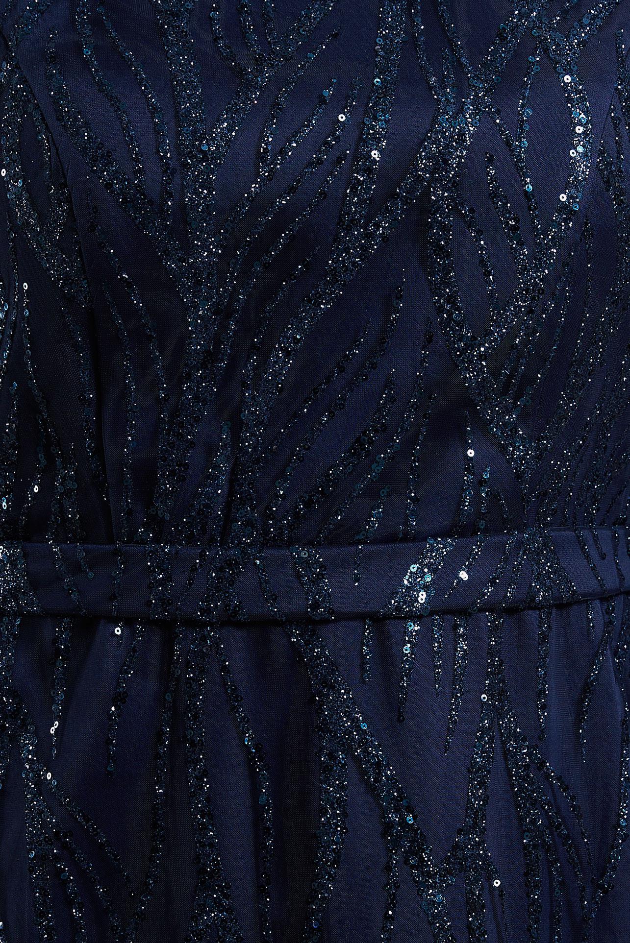 Tesettür giyim LACİVERT PUL PAYETLİ ABİYE ELBİSE 50407