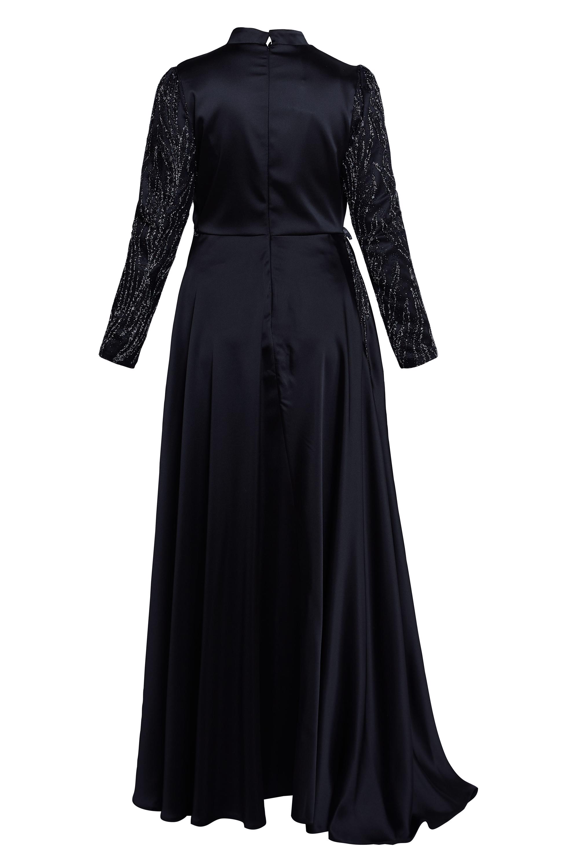 Tesettür giyim SİYAH TAŞLI BÜYÜK BEDEN ABİYE ELBİSE 50408