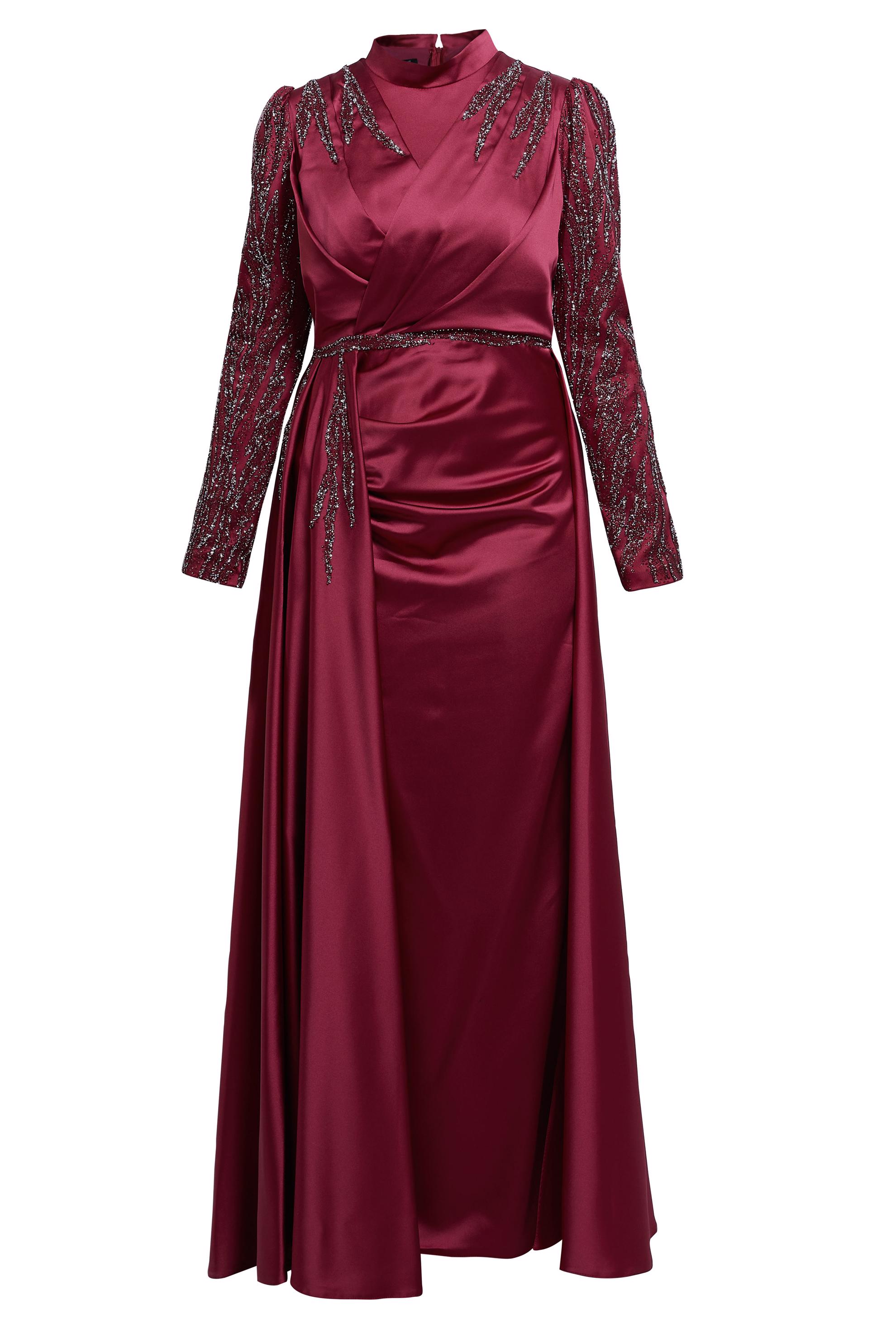 Vêtements hijab ROUGE BORDEAUX ROBE DE SOIRÉE GRANDE TAILLE 50408
