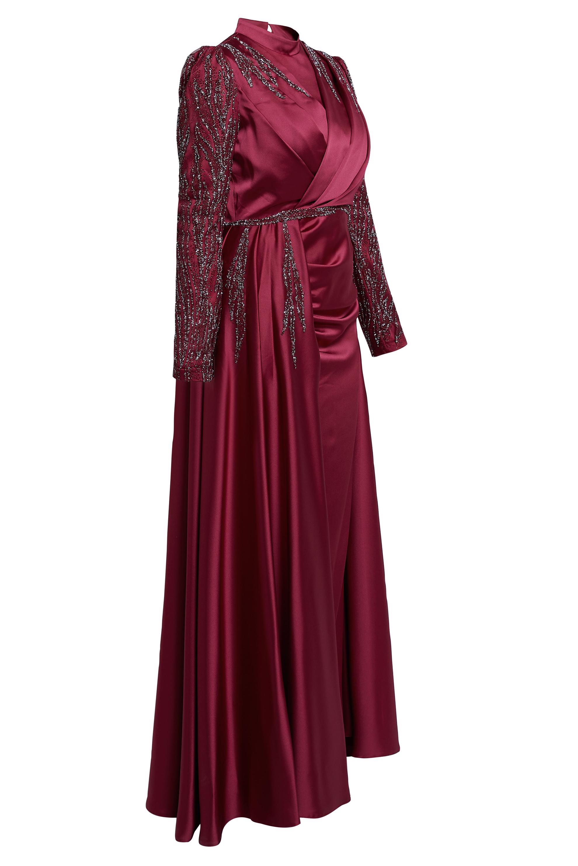 Vêtements hijab ROUGE BORDEAUX ROBE DE SOIRÉE GRANDE TAILLE 50408