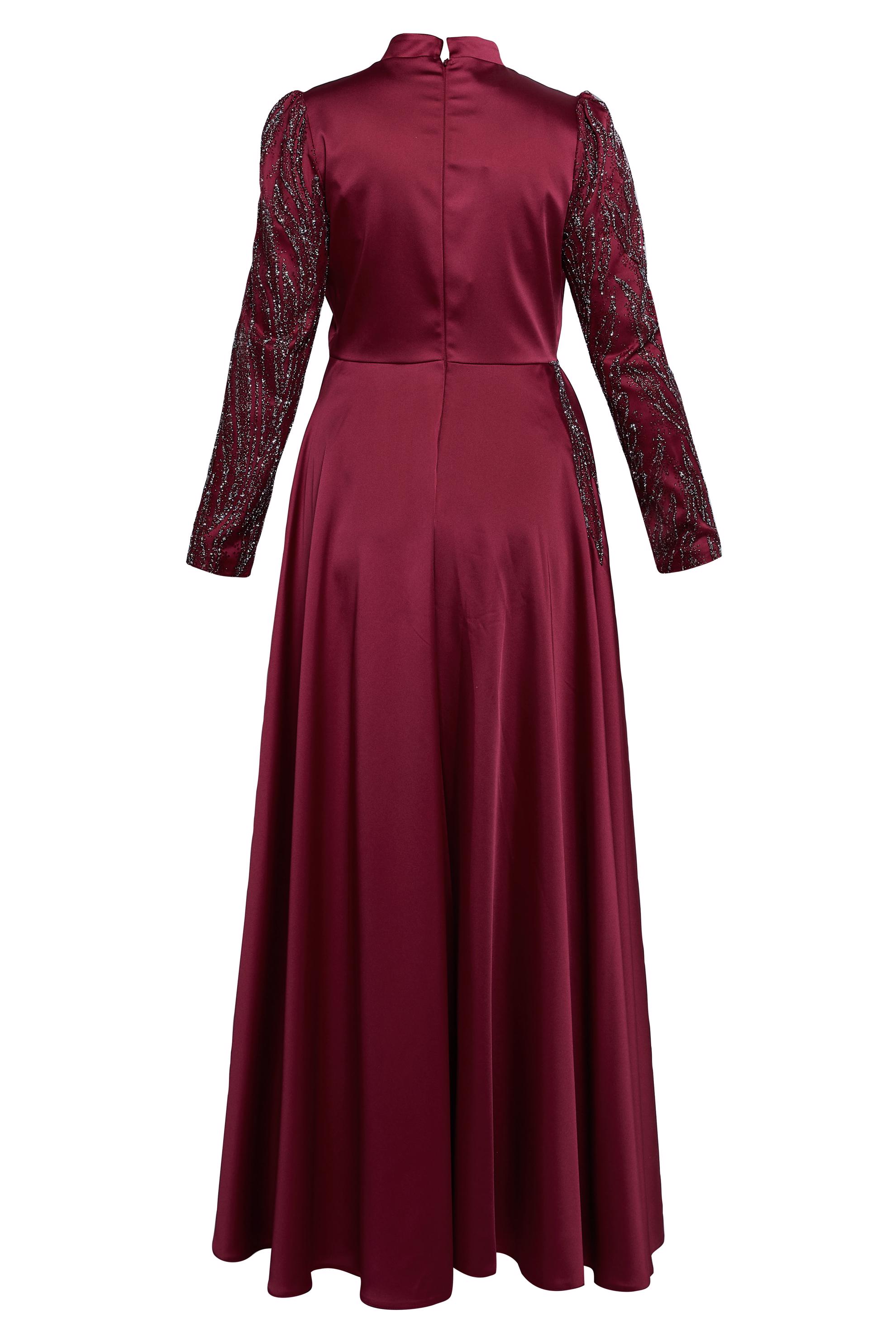 Vêtements hijab ROUGE BORDEAUX ROBE DE SOIRÉE GRANDE TAILLE 50408