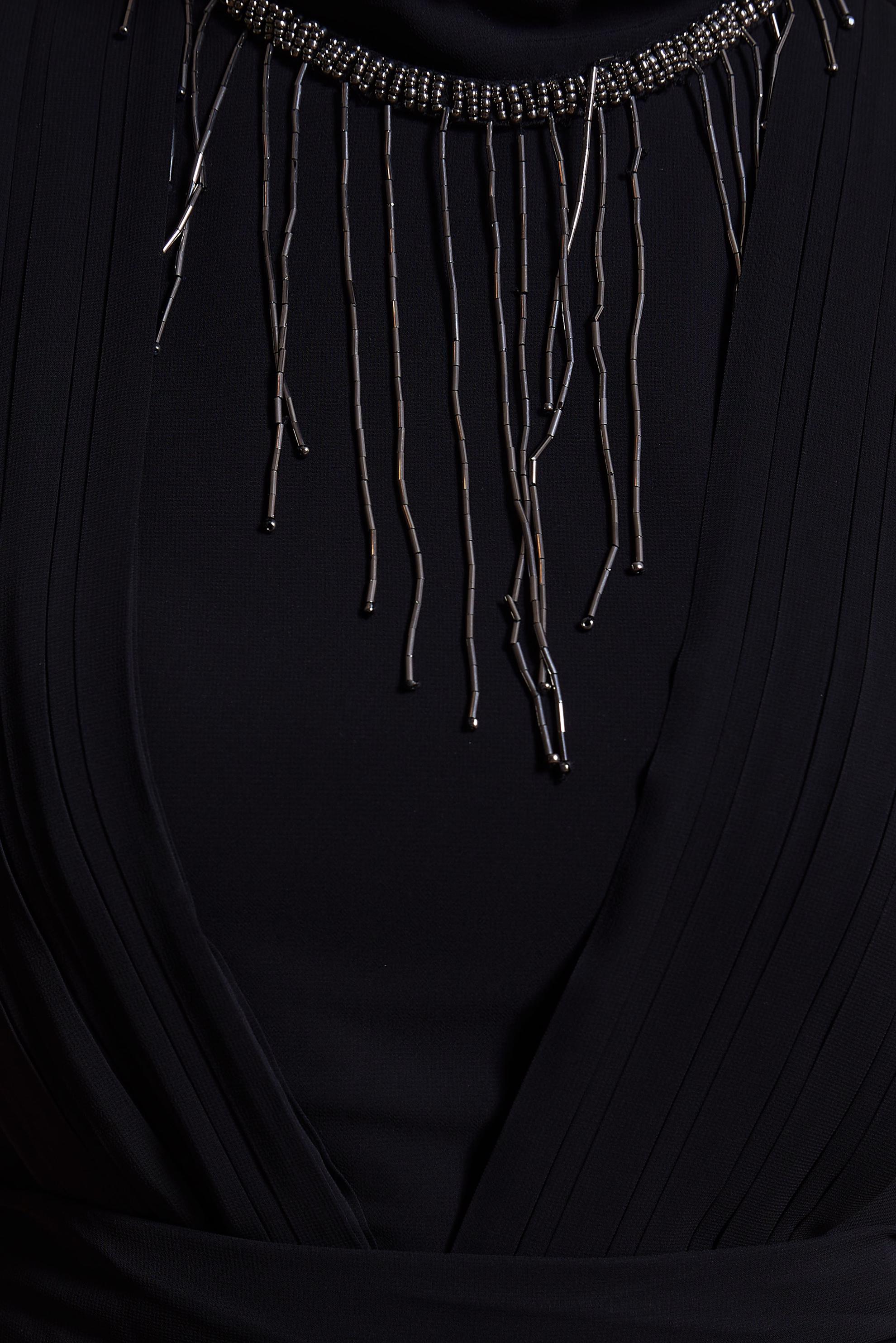 Tesettür giyim SİYAH KUŞAKLI KOLYE DETAYLI ABİYE ELBİSE 50411