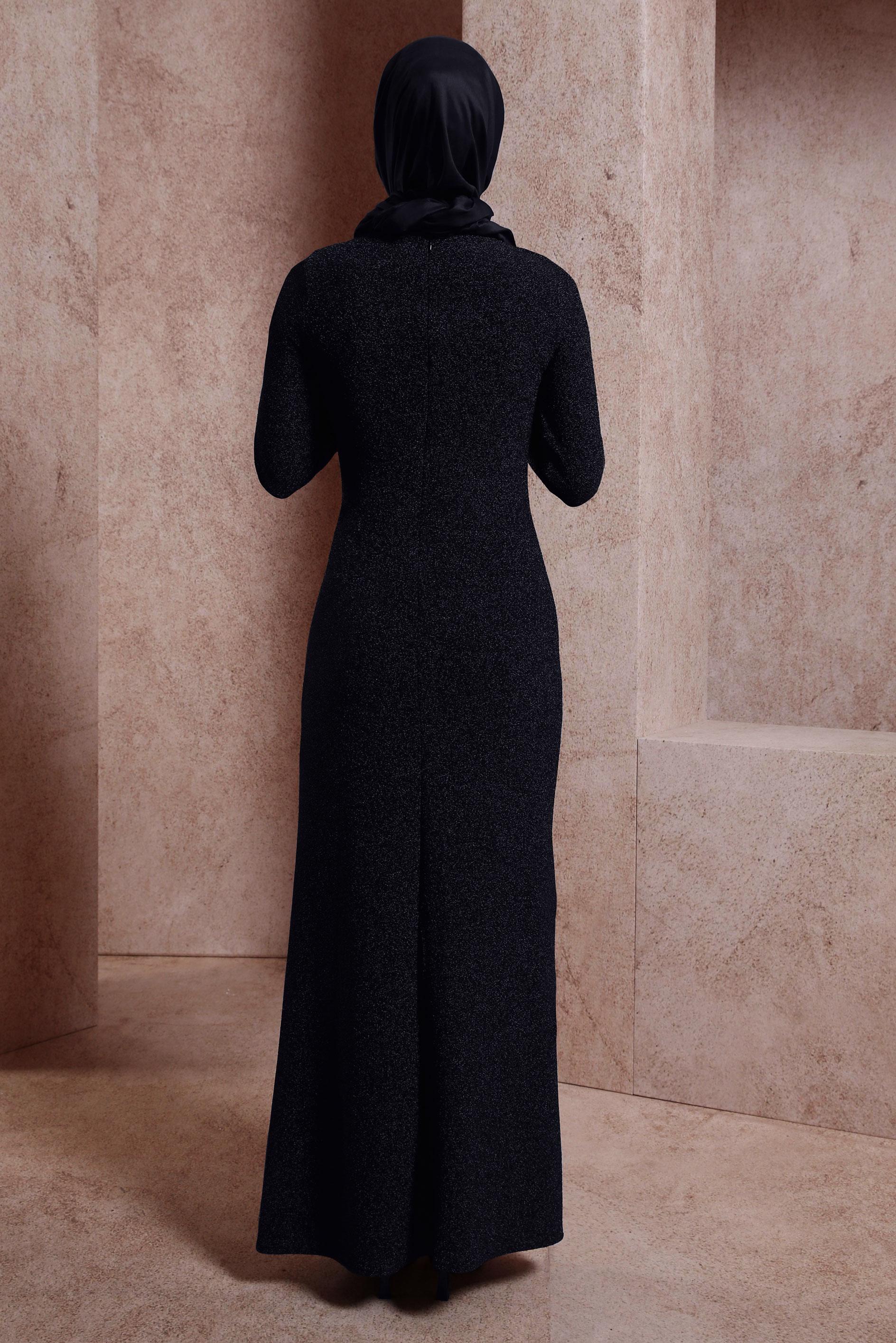 Tesettür giyim SİYAH SİMLİ ABİYE ELBİSE 50414