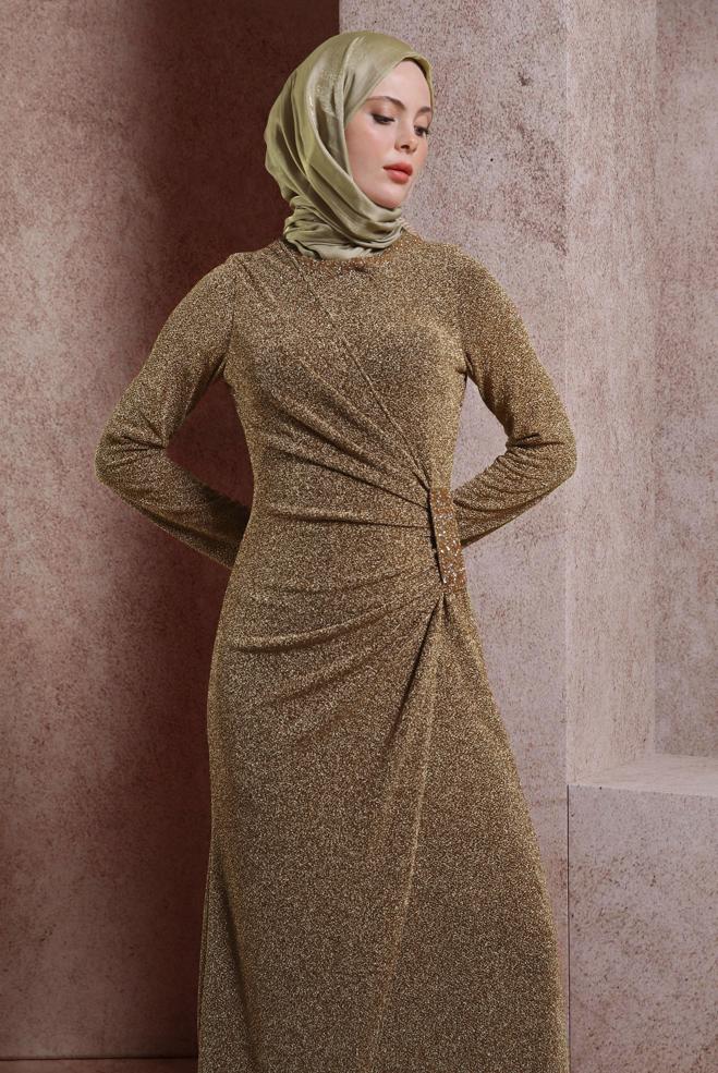 Vêtements hijab OR ROBE DE SOIRÉE PAILLETÉE 50414 - ALVİNA