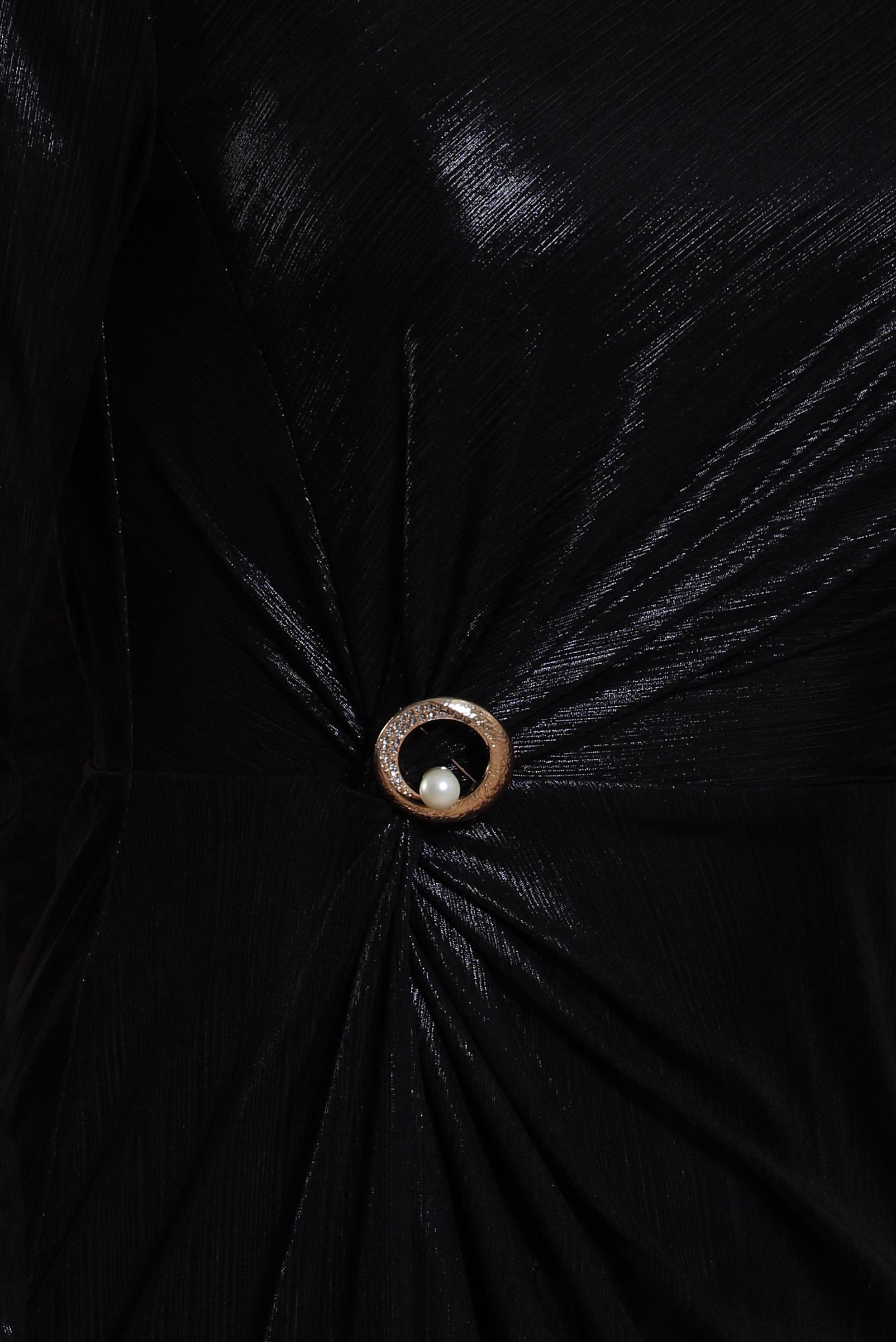 Tesettür giyim SİYAH AKSESUAR DETAYLI ABİYE ELBİSE 50415