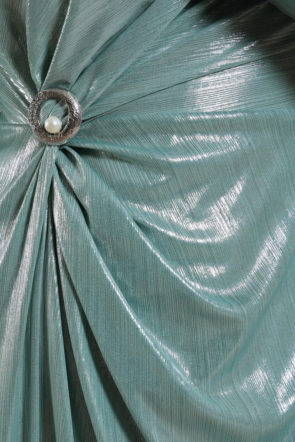 Tesettür giyim YEŞİL AKSESUAR DETAYLI ABİYE ELBİSE 50415