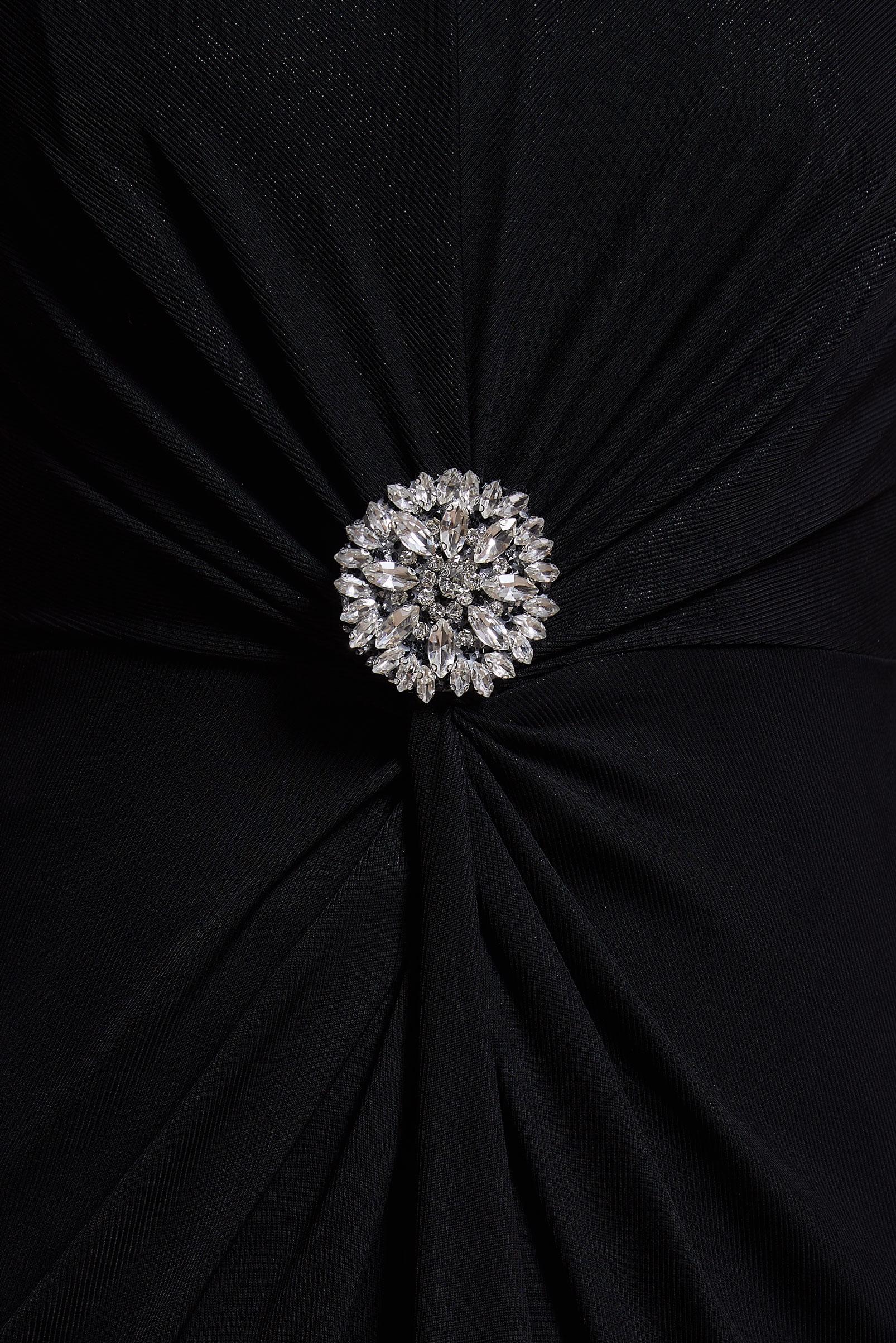 Tesettür giyim SİYAH TAŞ BROŞ DETAYLI ABİYE ELBİSE 50416